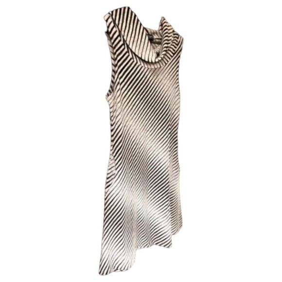 PAPILLON Sleeveless Cowlneck RETRO Striped Midi dress. - Picture 3 of 9